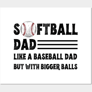 Softball Dad like A Baseball Dad but with Bigger Balls, Funny Softball Dad Father’s Day Posters and Art